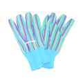 Garden Glove Woven Printing Glove with Mini PVC Dots Knit Wrist